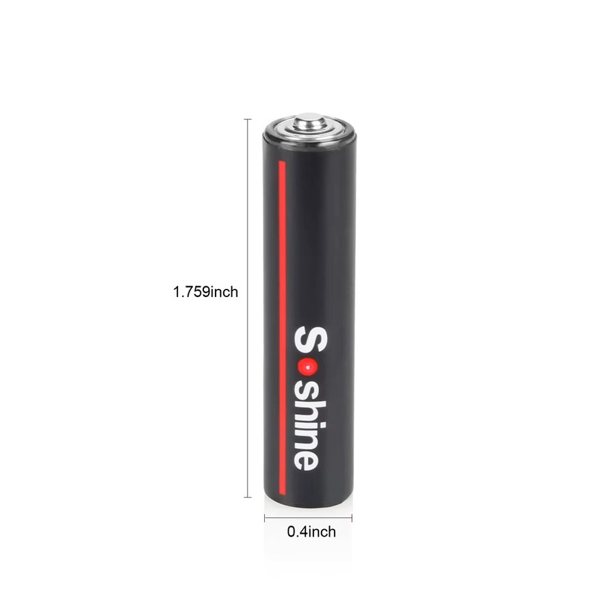 Soshine USB AAA Lithium-Batterien 1,5 V, 600 mWh, wiederaufladbar, Schwarz - Bild 2