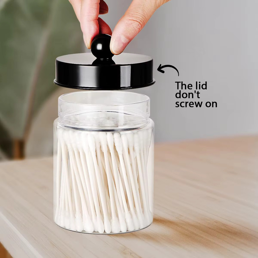 Transparentes Badezimmer-Waschtisch-Aufbewahrungs-Organizer-Set im Bauernhaus-Design für Wattestäbchen, Make-up-Schwämme und Zahnseide - Bild 3