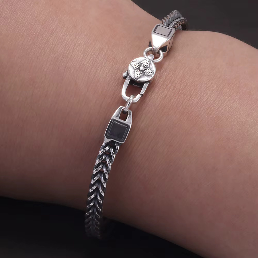 GQTorch Armband 925 Silber, Fuchsschwanz-Kette, 4 mm, Herren - Bild 2