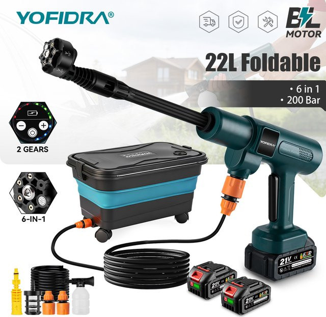 YOFIDRA Bürstenloser Elektrischer Hochdruck-Wassersprühkopf 6-in-1 Autoreiniger für Makita LXT Akku, 3500W und 200Bar - Bild 1