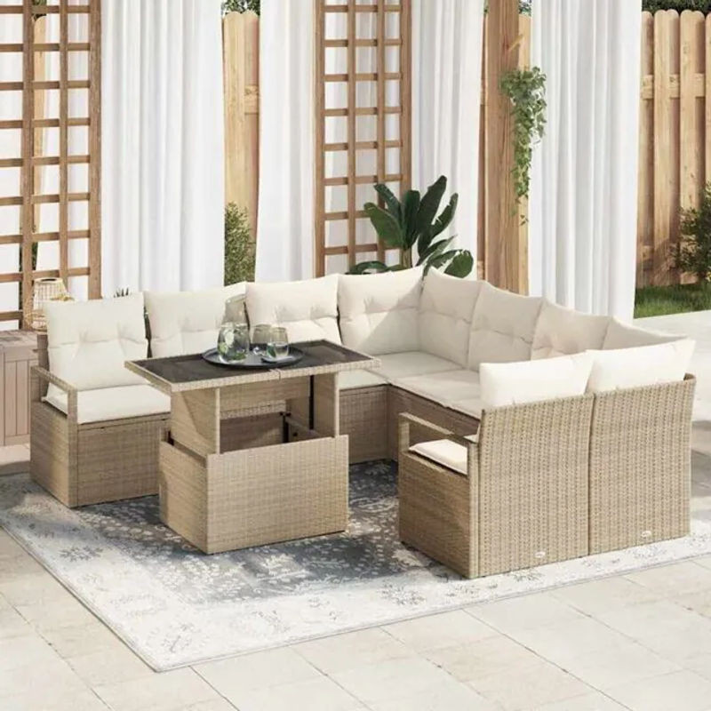 Vidaxl Garten-Sofa-Set aus Poly-Rattan mit Speicherfunktion in Beige - Bild 1