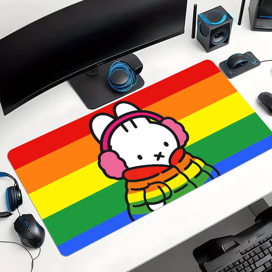 Miffy Cartoon Hasen Mauspad in Multicolour, rutschfestes und verdicktes Desktop-Mauspad mit Lockedge-Verstärkung für Gaming und Büro - Bild 5