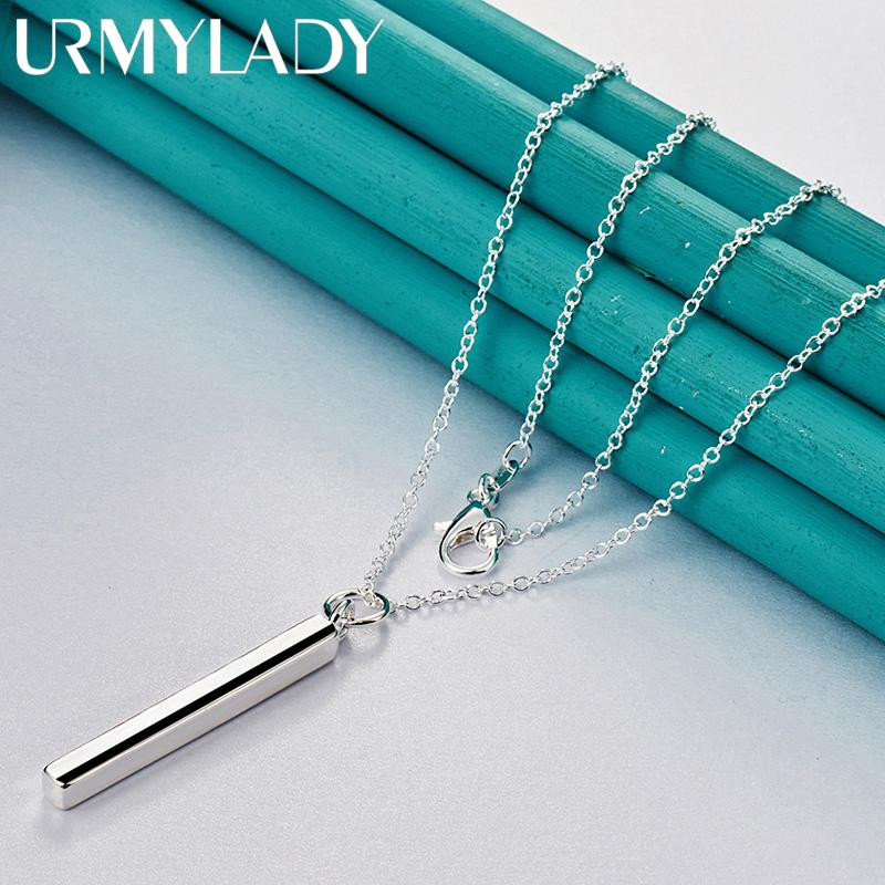 URMYLADY Halskette, 925 Silber, Glatte Säule, 55 cm, Damen - Bild 2