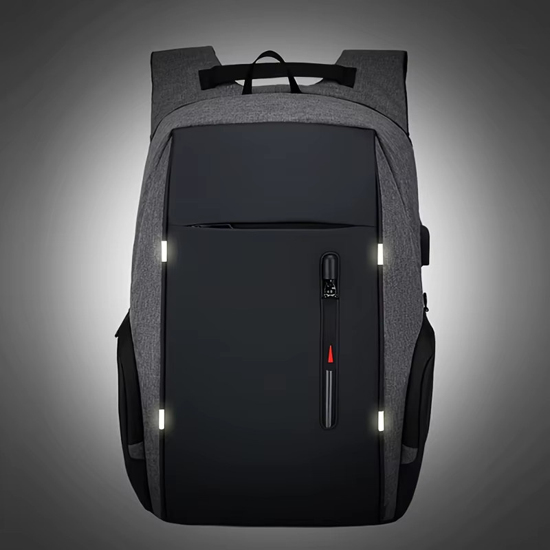 FXZLLQ Anti-Diebstahl Laptop Rucksack für Herren, Business Reise-Umhängetasche mit USB-C Anschluss, Grau, 15 Zoll - Bild 2