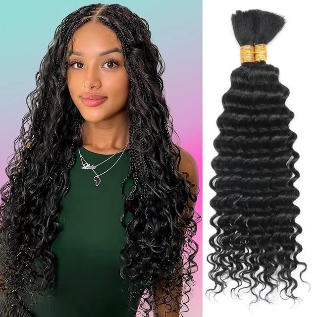 HALOQUEEN HAIR Boho Braids Deep Wave Echthaar, 100g, Unisex - Bild 1