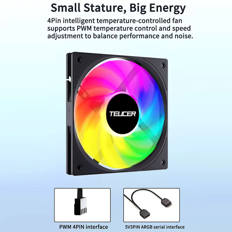 Teucer UT-12015 PC-Gehäuselüfter in Weiß, 120 mm, PWM, FDB-Lager, 800–2400 U/min, Dicke: 1,5 cm - Bild 2