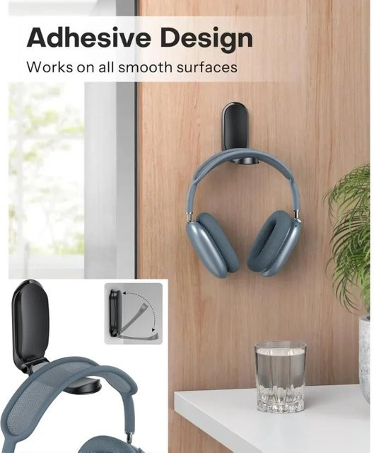 VIKEFON Magnetischer Kopfhörerständer in Schwarz als Headset-Aufhänger unter der Schreibtischhalterung für Gaming-Kopfhörer - Bild 1
