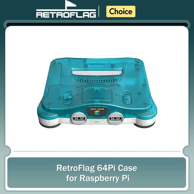 Retroflag N64Pi Gehäuse für Raspberry Pi 5 mit zwei USB-Anschlüssen und SD-Kartenslot im Retro-Design - Bild 1