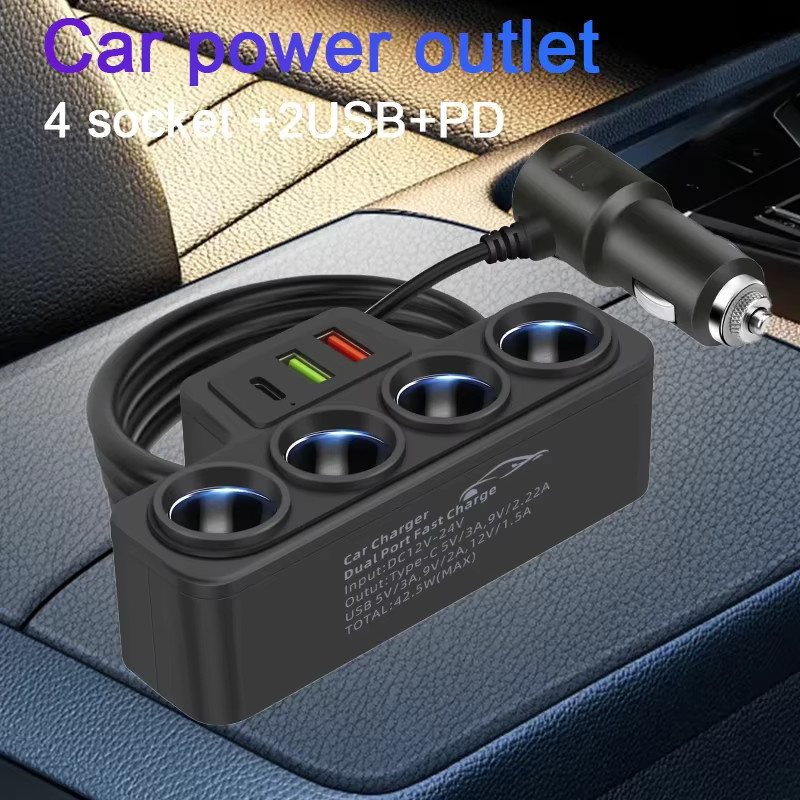 General Motors 4-in-1 Dual USB Auto-Ladegerät Multifunktionaler Konvertierungsstecker in Schwarz für Auto-DVR und GPS - Bild 2