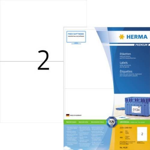 Herma Universal-Etiketten A5 Weiß Papier 400 Stück Permanent haftend - Bild 1