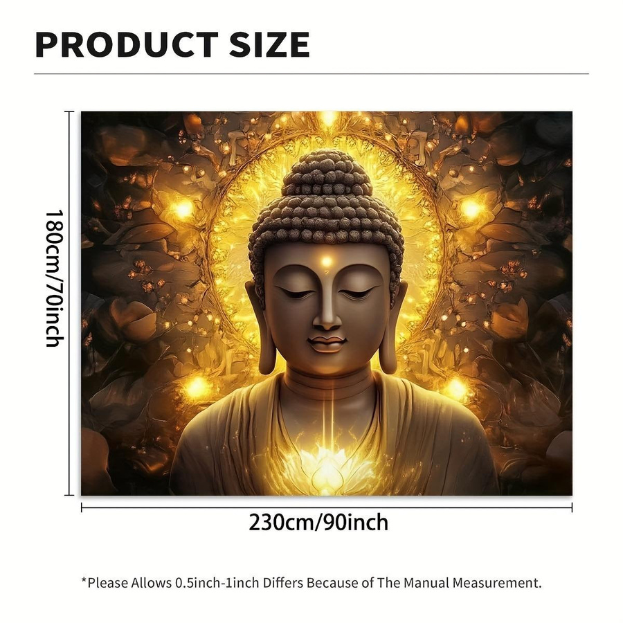 Goldener Buddha Wandbehang von JMG Household Supplies, Zen Meditation Kunst Dekor für Wohnzimmer und Schlafzimmer, Breite: 70 cm, Höhe: 100 cm - Bild 2
