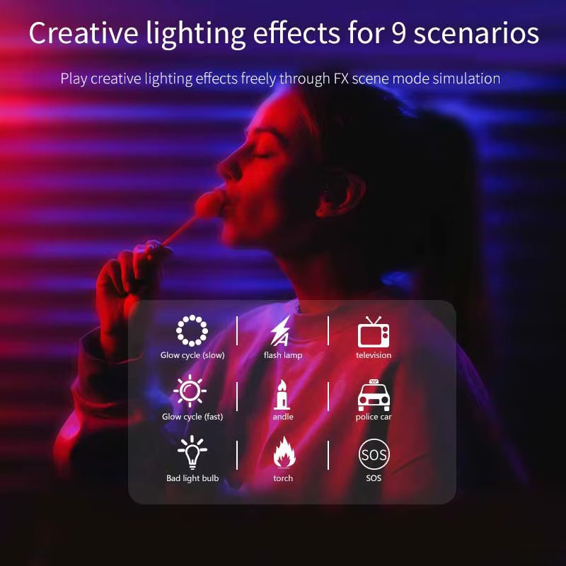 AILEHKUO CRI95+ RGB LED Videoleuchte Schwarz mit 2500K-9000K Farbtemperatur, 800LUX und USB-C Anschluss für DSLR-Kameras - Bild 2