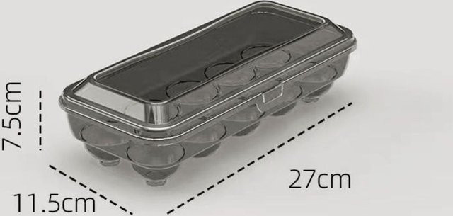 Sturzsuche Eieraufbewahrungsbox von Juneng mit 10 Fächern, transparent aus Kunststoff, B/T/H: 27,0 x 7,5 x 1,0 cm - Bild 1