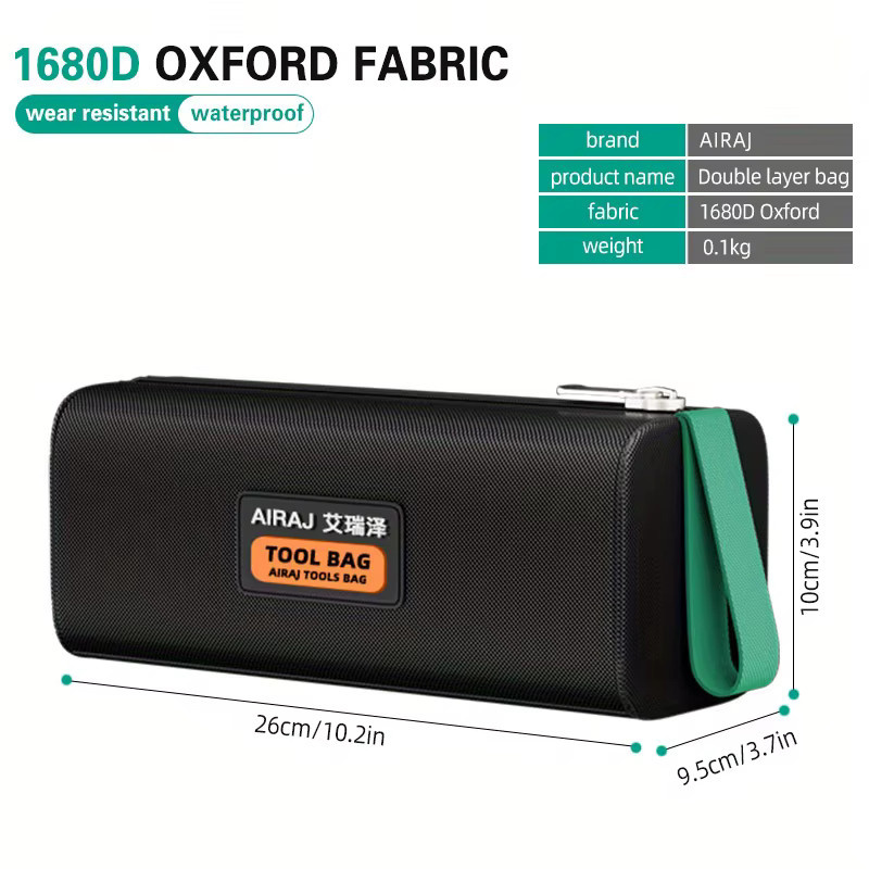 AIRAJ Multifunktionales Toolkit Oxford Elektriker-Aufbewahrungstasche, Schwarz, B/T/H: 26,0 x 10,0 x 9,5 cm - Bild 2