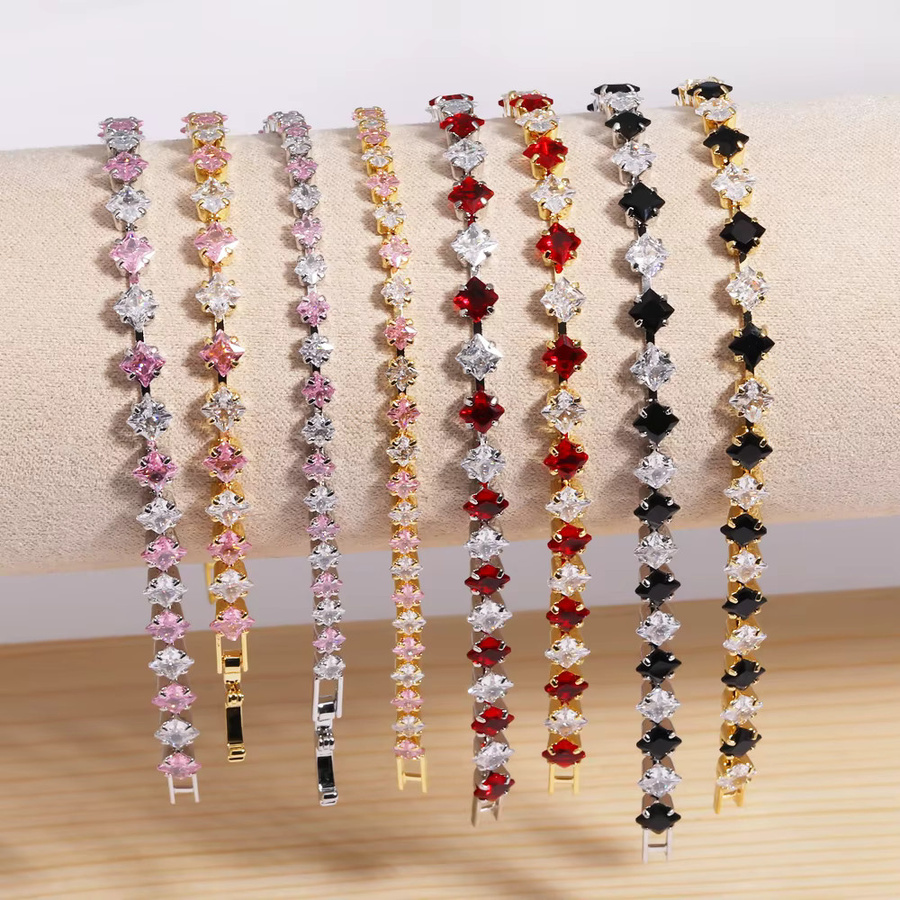 YUYAN Armband, Silber, Rosa Rot Blau Türkis, Zirkon, Damen - Bild 2