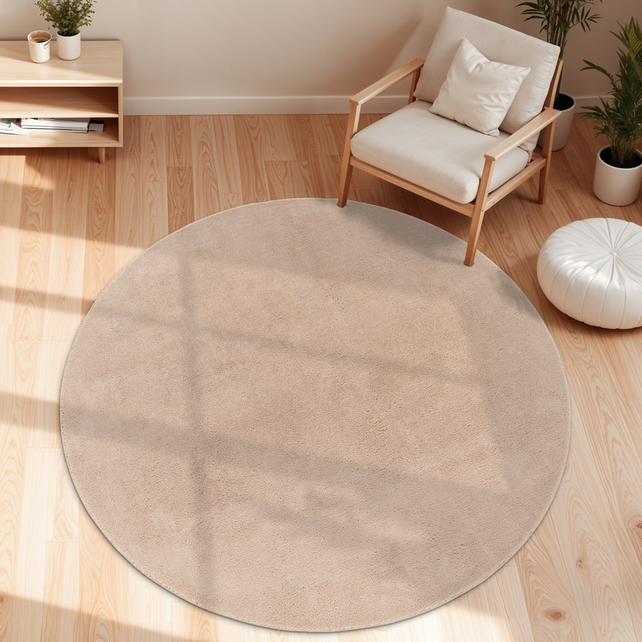 Runder Teppich Calissa in Beige, pflegeleicht und waschbar, Durchmesser: 200 cm - Bild 2