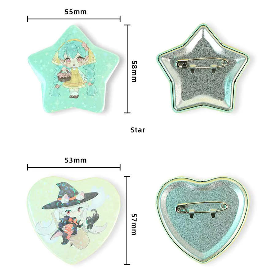 Bomaijie Abzeichen Pins, Herzform, Sternform, Katze, Ohrform, Unisex - Bild 2