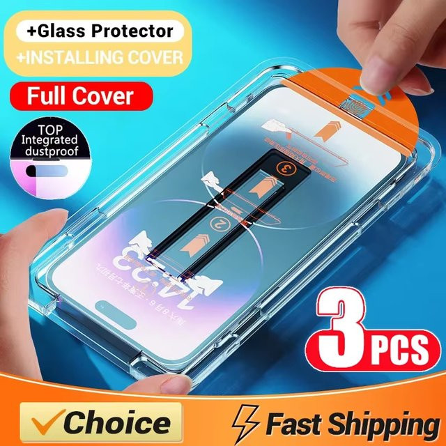 Staubfreier Displayschutz aus gehärtetem Glas mit oleophober Beschichtung für Apple iPhone Modelle in Transparent - Bild 1