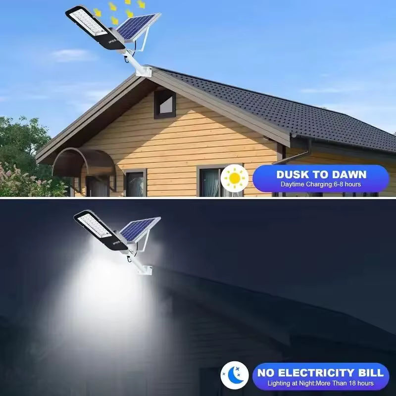 YQCHEZI Solar Außenleuchte mit Fernbedienung, Wasserdichte Solar-Straßenlaterne für Garten, Garage und Terrasse, Schwarz - Bild 5