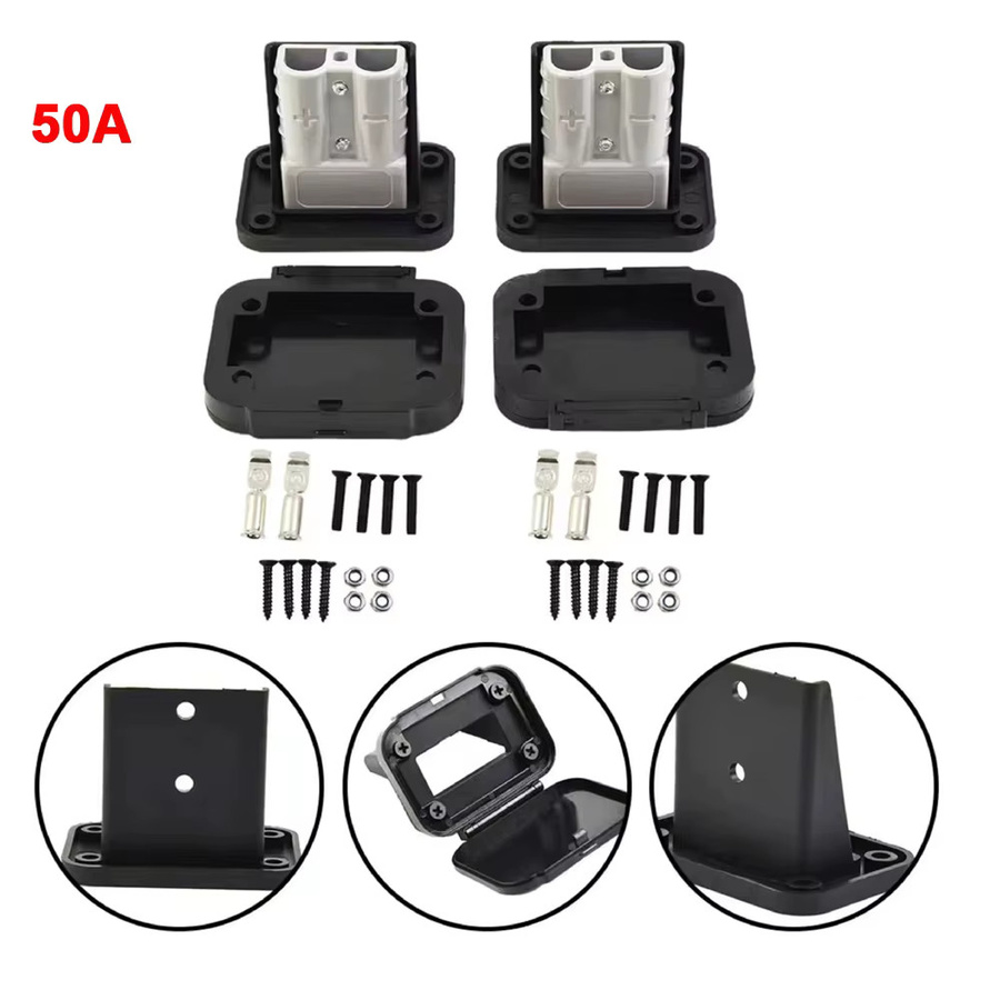 TAKORI 2-Pin-Steckverbinder-Buchsenhalterung für 50A 120A 175A Batterieladestecker als Unterputz-Halterung mit Abdeckung in Schwarz oder Grau - Bild 3