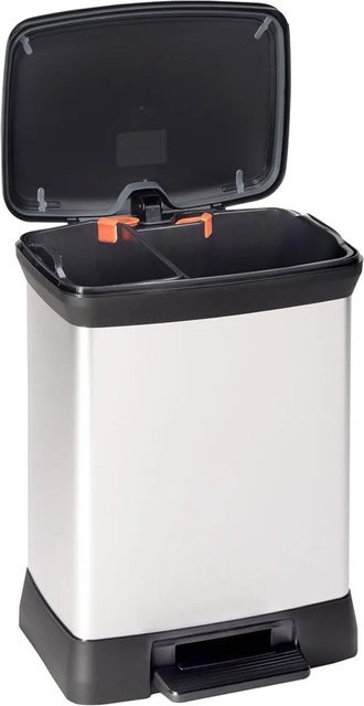 Curver Decobin Duo Mülleimer mit Fußpedal Silber Metallic, 30 l, H x B x T: 51,0 x 29,0 x 39,0 cm - Bild 2