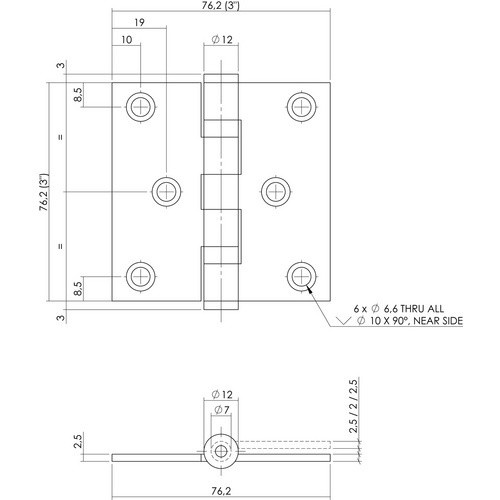 Intersteel Scharnier aus Edelstahl in Schwarz, B/H: 76 x 76 mm, Dicke: 2,5 mm, belastbar bis 50 kg - Bild 2