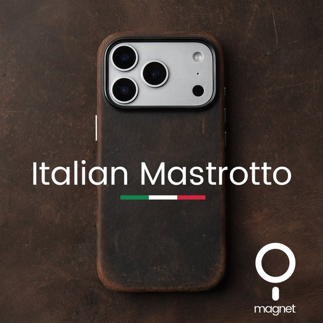 YMW Italienische Crazy Horse-Echtledertasche für iPhone 17, 16, 15, 14 Pro Max in Braun mit magnetischer Handyhülle - Bild 1