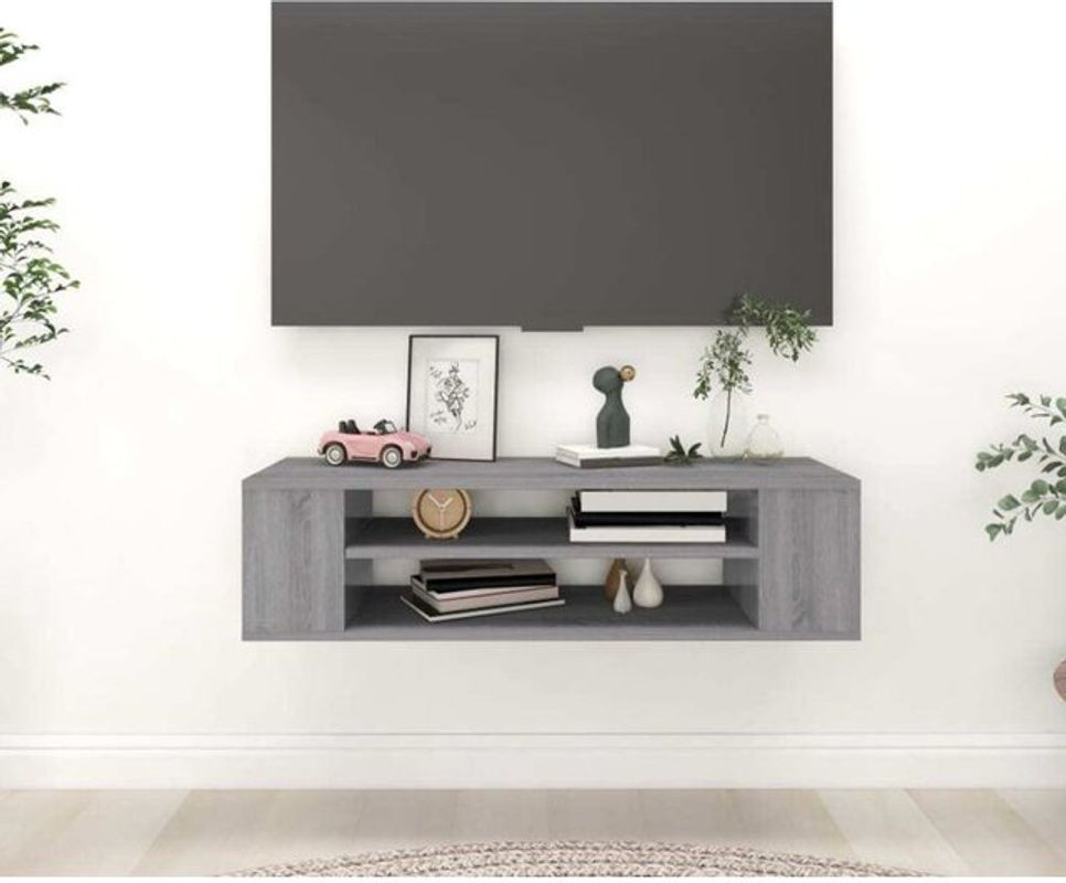 Vidaxl TV-Schrank aus Holzwerkstoff in Grau, B/T/H: 100 x 30 x 26,5 cm - Bild 1