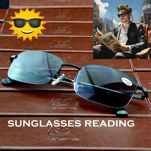 Clara Vida Sonnenbrille Lesebrille, Rechteckig, Vollrand, Metall, schwarz, Herren - Bild 1