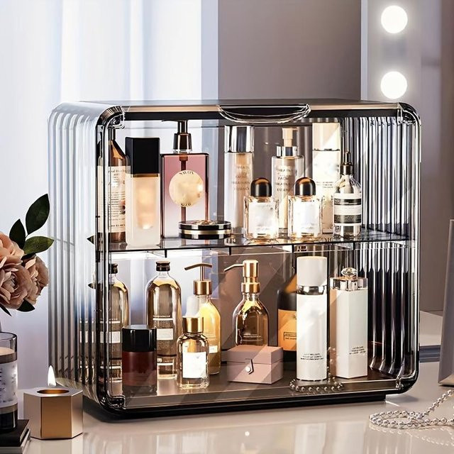 Home selection Kosmetikaufbewahrungsbox, transparent schwarz, mit Schubladen - Bild 1