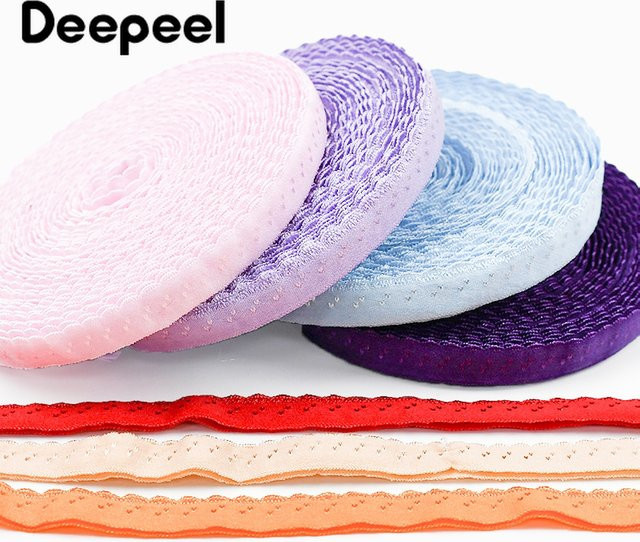 Deepeel Elastikband für Unterwäsche und BH-Träger, doppellagiges Stretchband und Spitzenband als DIY Nähzubehör, Breite: 11 mm, Farben: Pink und Multicolour - Bild 1