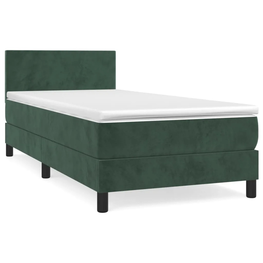vidaXL Boxspringbett mit Matratze Dunkelgrün Samt B/T: 90 x 200 cm - Bild 2