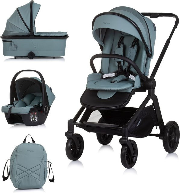 Chipolino Kombikinderwagen Magnum 3 in 1 mit Babywanne, Sportsitz und i-Size Babyschale in Grün - Bild 1
