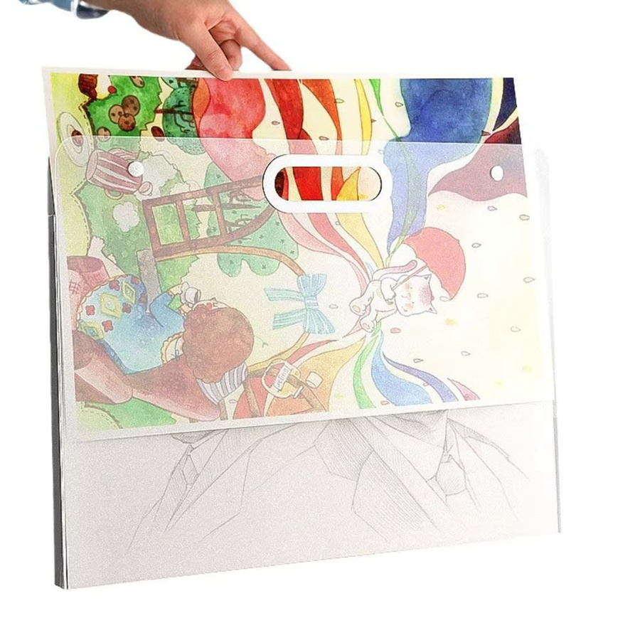 Transparente Aktenordner Aufbewahrungstasche aus Kunststoff für A2 A3 A4 Papier, wasserdichte Zeichentasche mit vier Schichten in Weiß - Bild 2