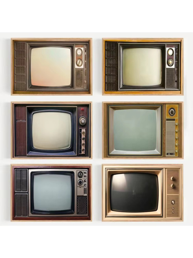 Potdemiel Retro Wandbild mit abstrakten Fernsehsets als Leinwandkunst im Querformat - Bild 2