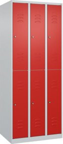 C+P Doppelstock-Spind Classic PLUS mit 3 Abteilen, Zylinderschlösser und Garderobenstange, B/T/H: 75 x 50 x 185 cm - Bild 1