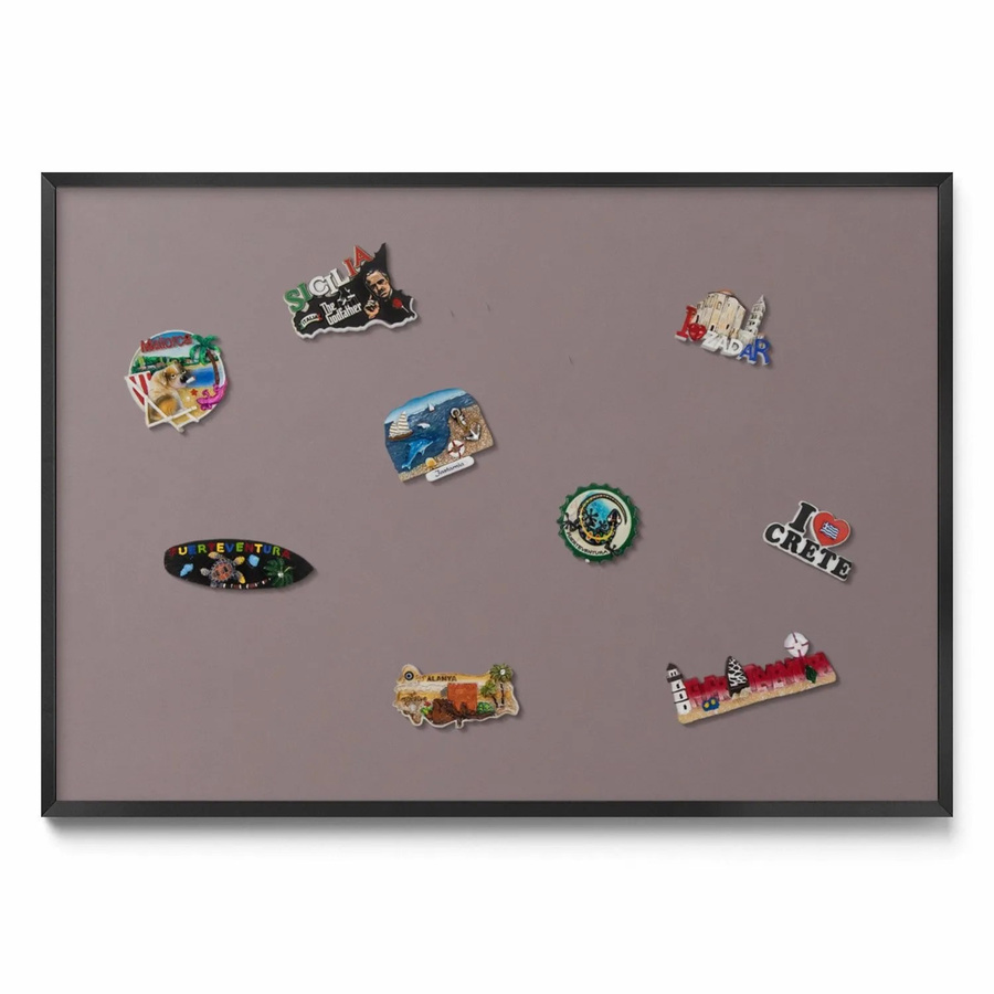 Tulup Magnettafel Magnetboard für Reisemagnete aus Metall in Hellbraun mit schwarzem Rahmen B: 100 cm, H: 70 cm - Bild 2