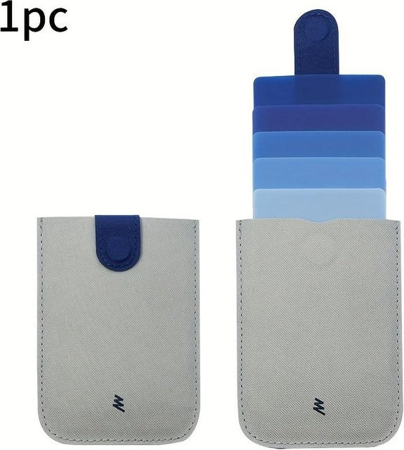 SHIMENGFU Ausziehbarer Kartenhalter mit buntem Farbverlauf in Blau, mehrschichtiger Kartenhalter für 5 Karten aus Nylon mit Magnetverschluss - Bild 1