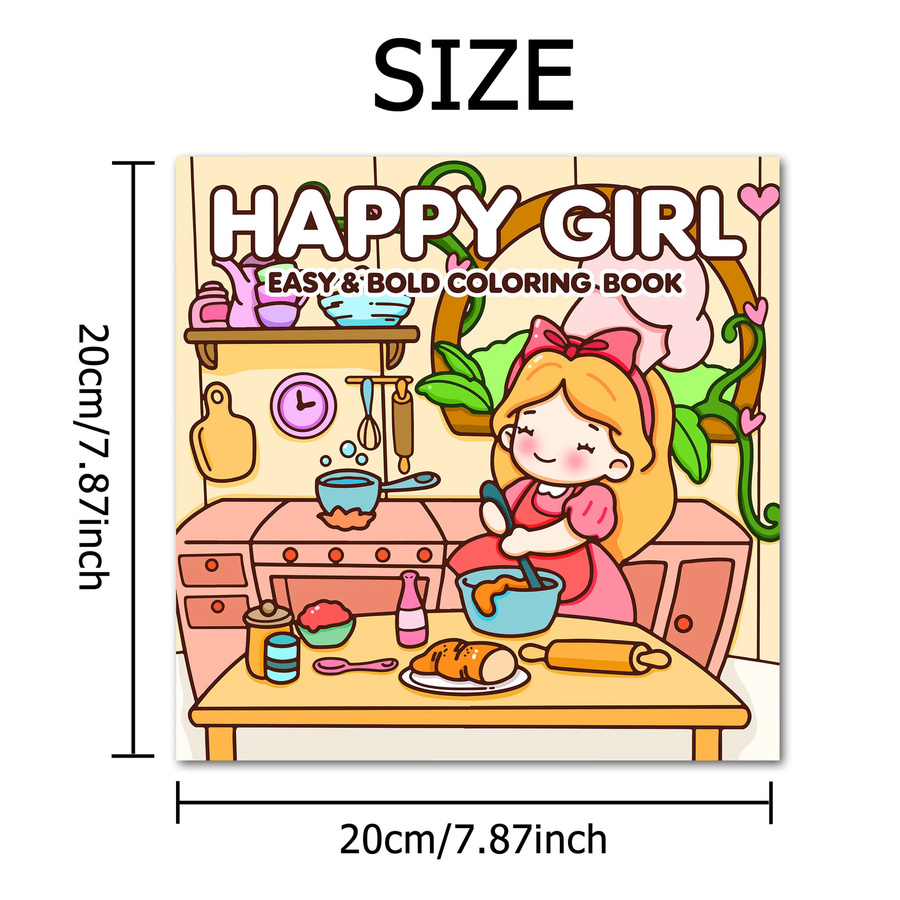 HAPPY GIRL Malbuch für Erwachsene mit einfachen Mustern in Multicolor - Bild 2