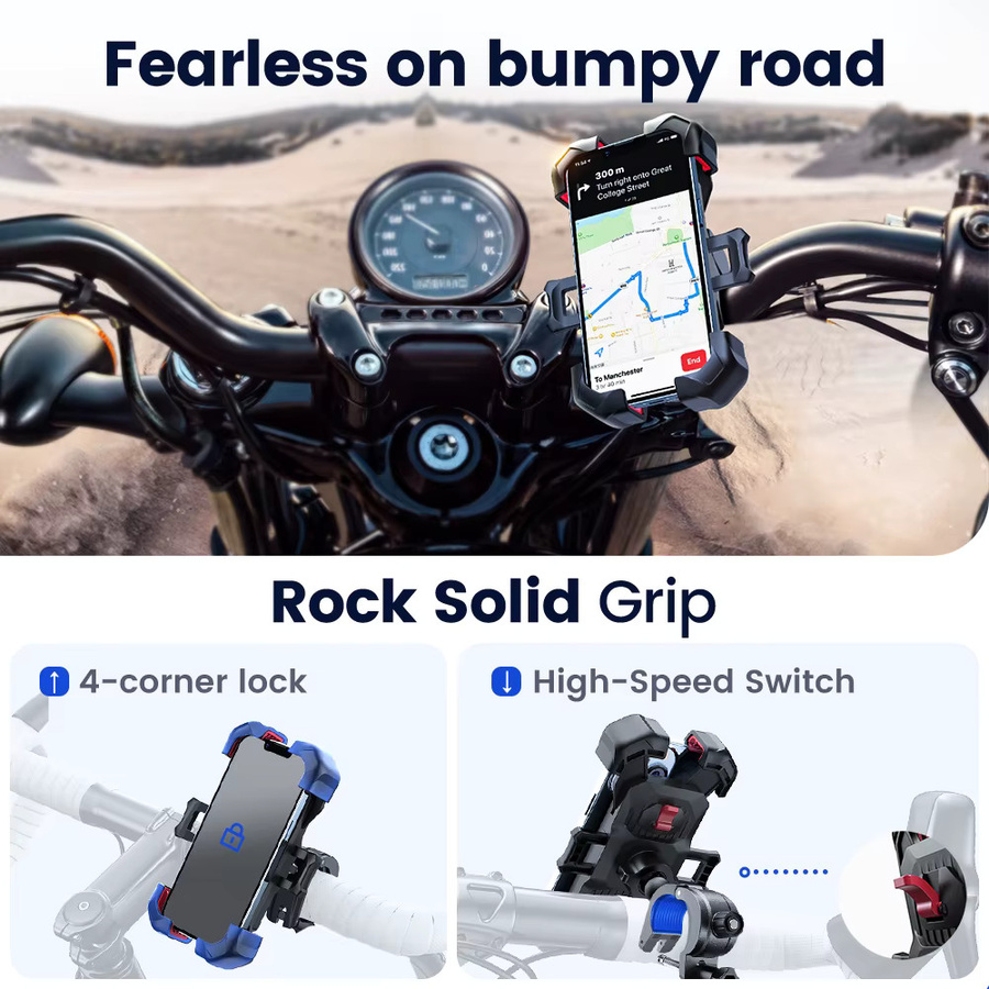 Joyroom Fahrrad-Handyhalter 360 Grad Universal Telefonhalterung für 4,7 bis 7 Zoll Smartphones mit GPS-Clip in Schwarz oder Rot - Bild 6