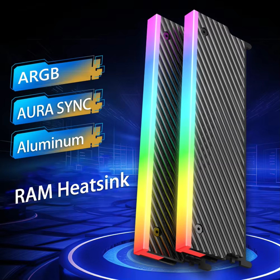 VODOOL ARGB RAM-Kühlkörper aus Aluminium in Silber mit thermischem Silikonpad für Desktop-Speichermodule, 5V 3PIN - Bild 3