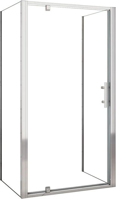 AICA Duschkabine Set aus ESG Sicherheitsklarglas mit Drehtür und 2 Seitenwänden, Farbe Transparent/Silber, B/H: 90 x 185 cm, Seitenwände B/H: 70 x 185 cm - Bild 1