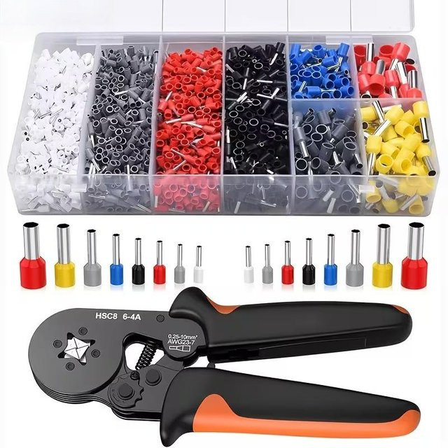 GearUp AutoMoto Rohrkabelschuh-Crimpzange HCS8 6-4A in Multicolour für VE/TE Stift-Kaltpressklemmen und Elektriker-Drahtarbeiten - Bild 1