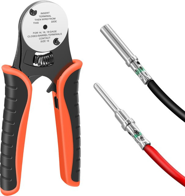CLAMPLUS Deutsch Crimp Tool Closed Barrel Crimper mit 4-Wege-Einkerbung und 8 Impression Type für Deutsch Connector 14, 16, 18 AWG Pin Crimpzange - Bild 1