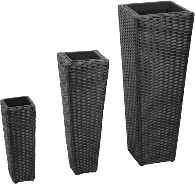 vidaXL Garten-Hochbeet aus 3-teiligem Poly Rattan in Schwarz - Bild 1