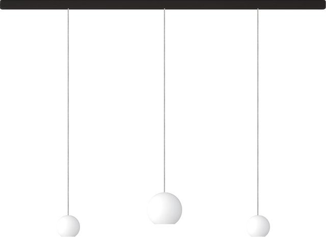 KOMOT KOS Trio SL LED-Pendelleuchte mit Schiene, Schwarz matt, Opalglas, Tunable White 2200K - 4200K, Länge: 150 cm - Bild 1