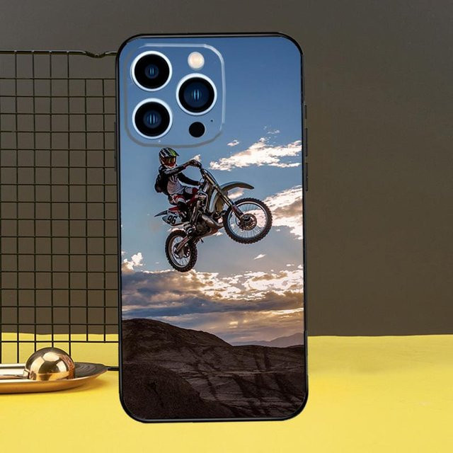 Moto Cross Motorrad Sport Handyhülle für iPhone 11 12 13 14 15 16 Pro Max Plus Mini in Multicolour - Bild 1