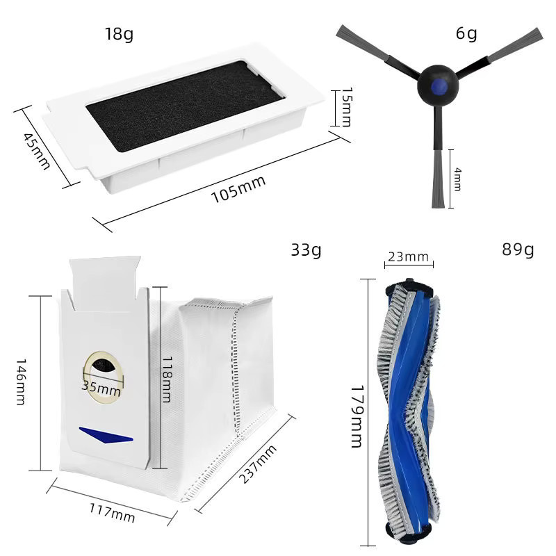 Ecovacs Ersatzteil-Set für Deebot T30 Pro Omni, T30 OMNI und YEEDI M12 Pro+ mit Rollenbürste, Seitenbürste, HEPA-Filter, Staubbeutel und Wischtüchern - Bild 2