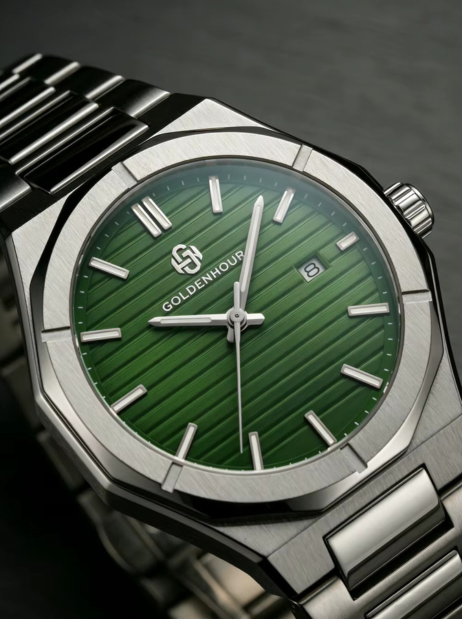 GOLDEN HOUR Chronograph, Quarz, Edelstahl, Grün, Herren - Bild 3