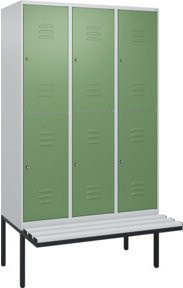 C+P Doppelstock-Spind Classic PLUS Sitzbank mit 3 Abteilen und auskragender Kunststoff-Sitzfläche, B/T/H: 212 x 120 x 81,5 cm - Bild 1